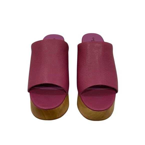 Charlotte Stone Truman Platform Mule Clog Leather Magenta Wood Sole Size 8 - Picture 7 of 13